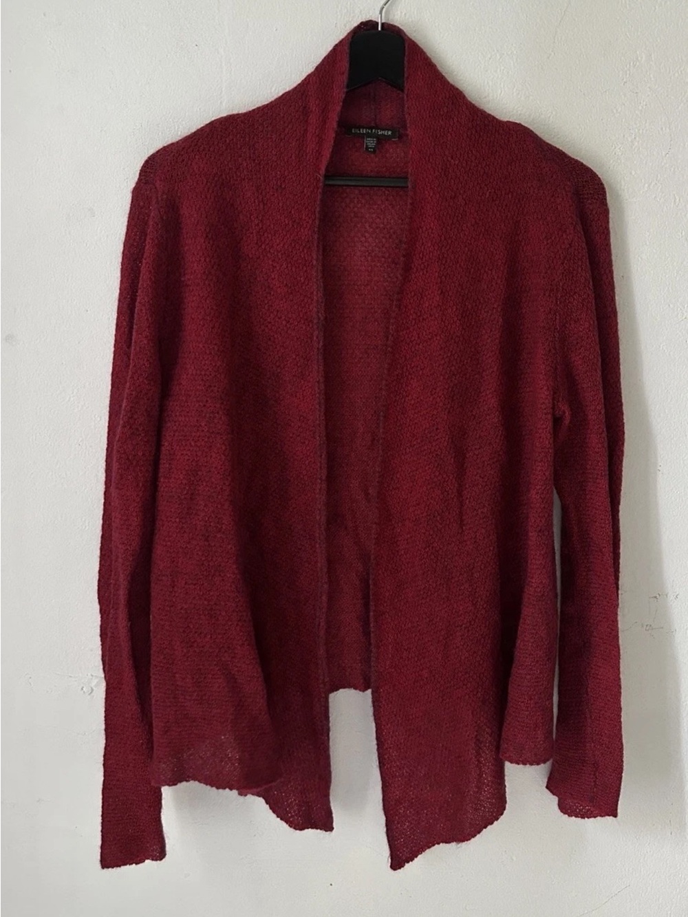 Eileen Fisher Women's Red Mohair Cashmere Blend Open Front Cardigan Sweater XS